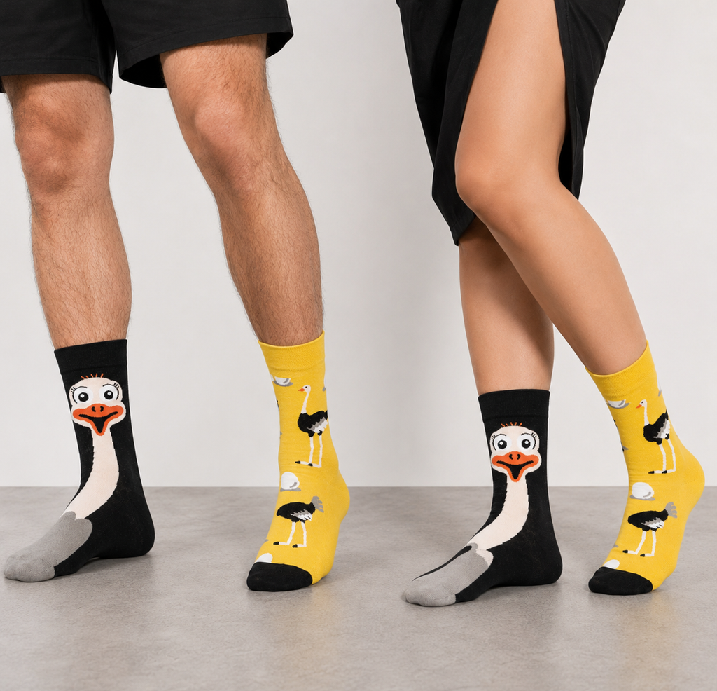 Paire de chaussettes autruches dépareillées 
