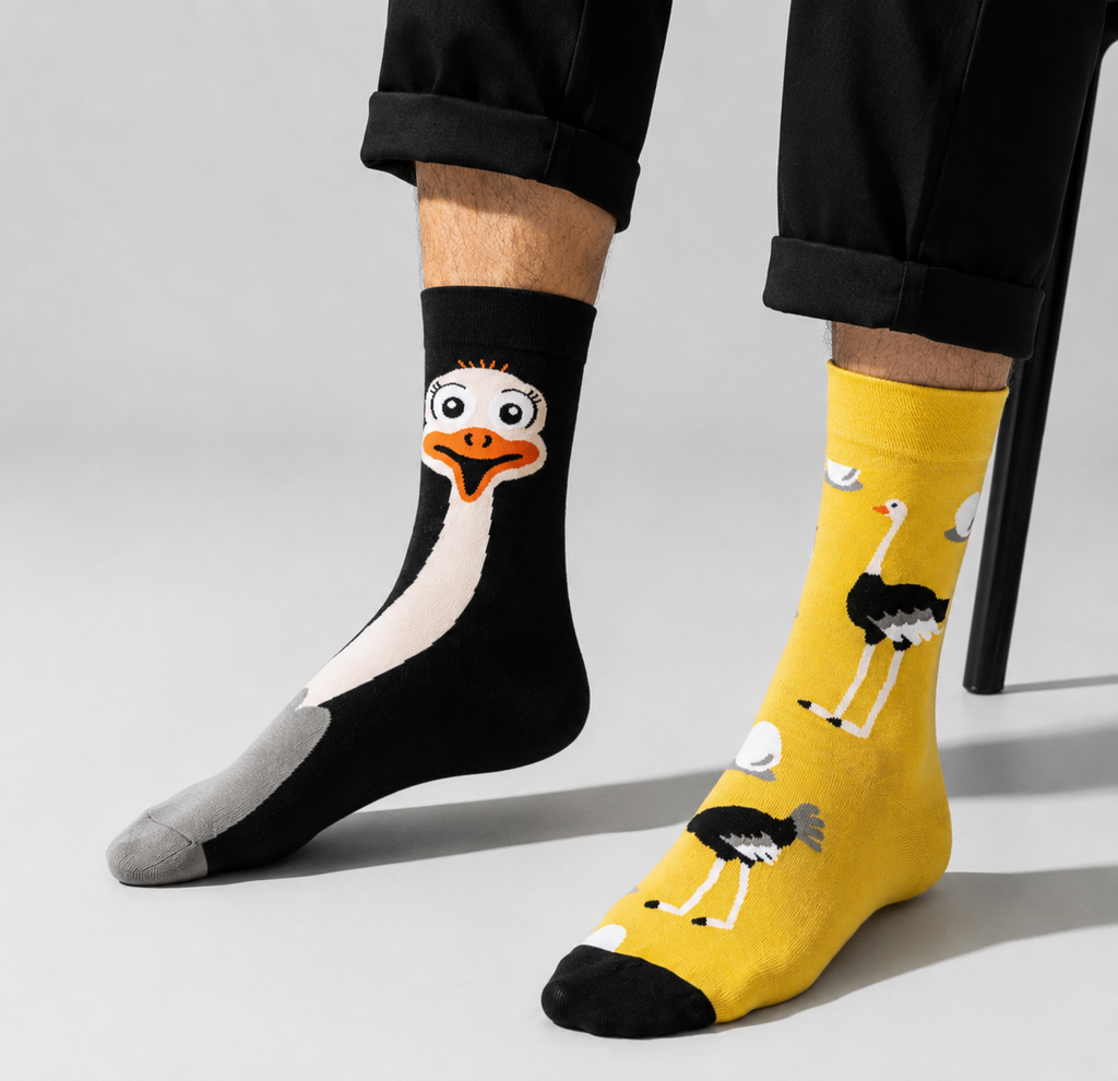 Paire de chaussettes autruches dépareillées 