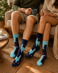 Paire de chaussettes alpaga et coeur dépareillée