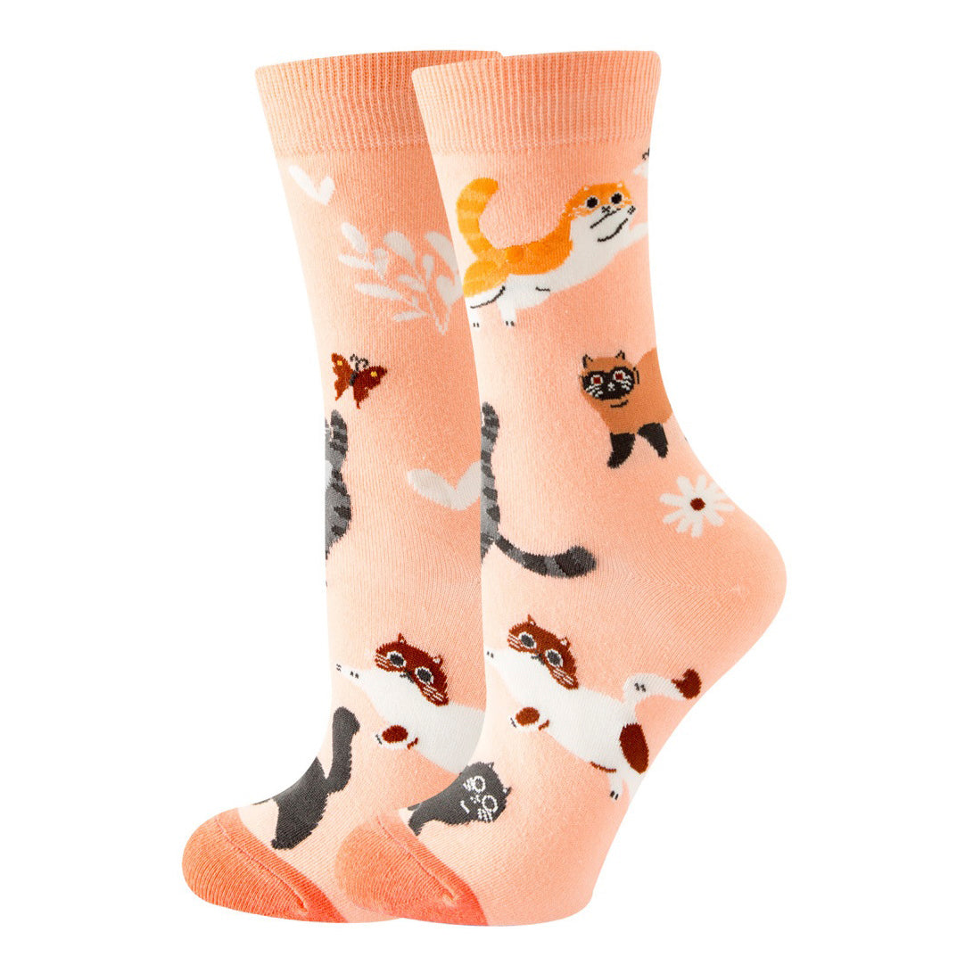 Chaussettes Chats Fond Pêche