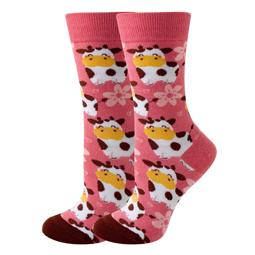Chaussettes Vache & Fleurs de Cerisier