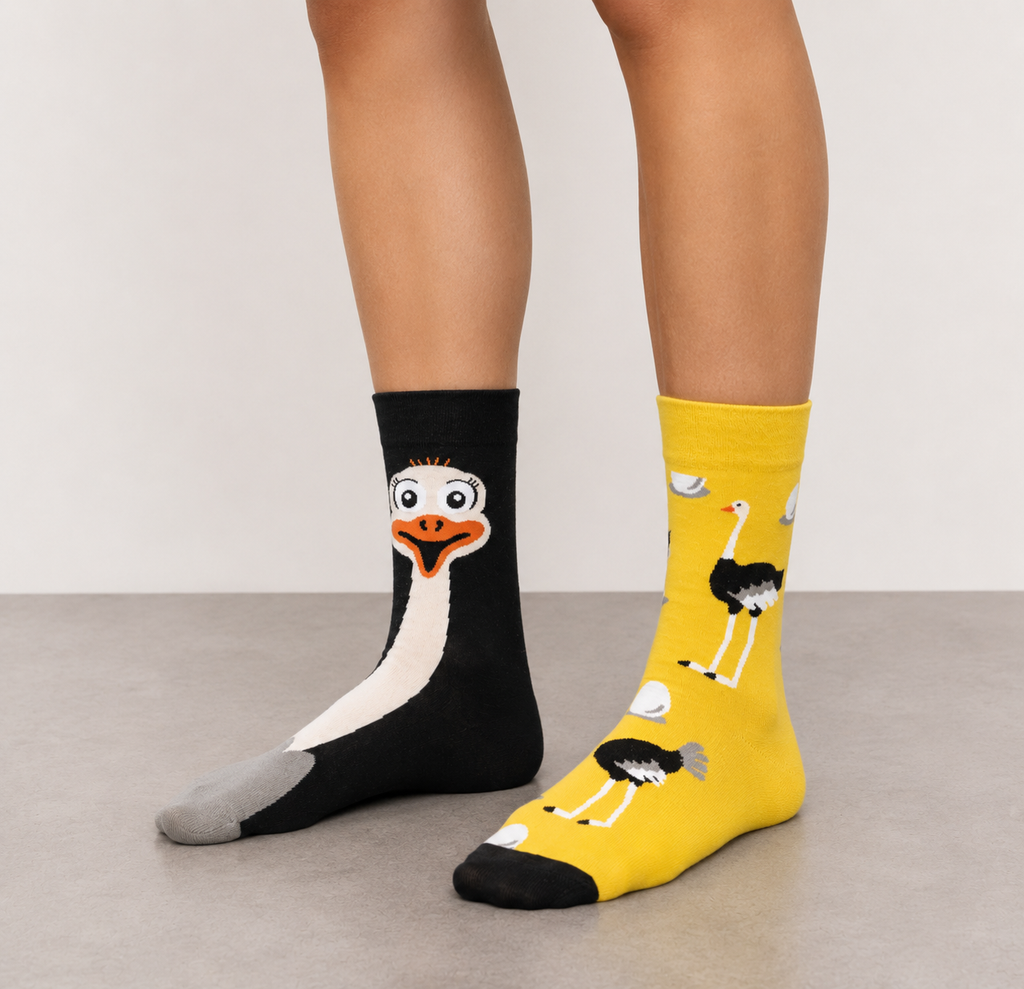 Paire de chaussettes autruches dépareillées 