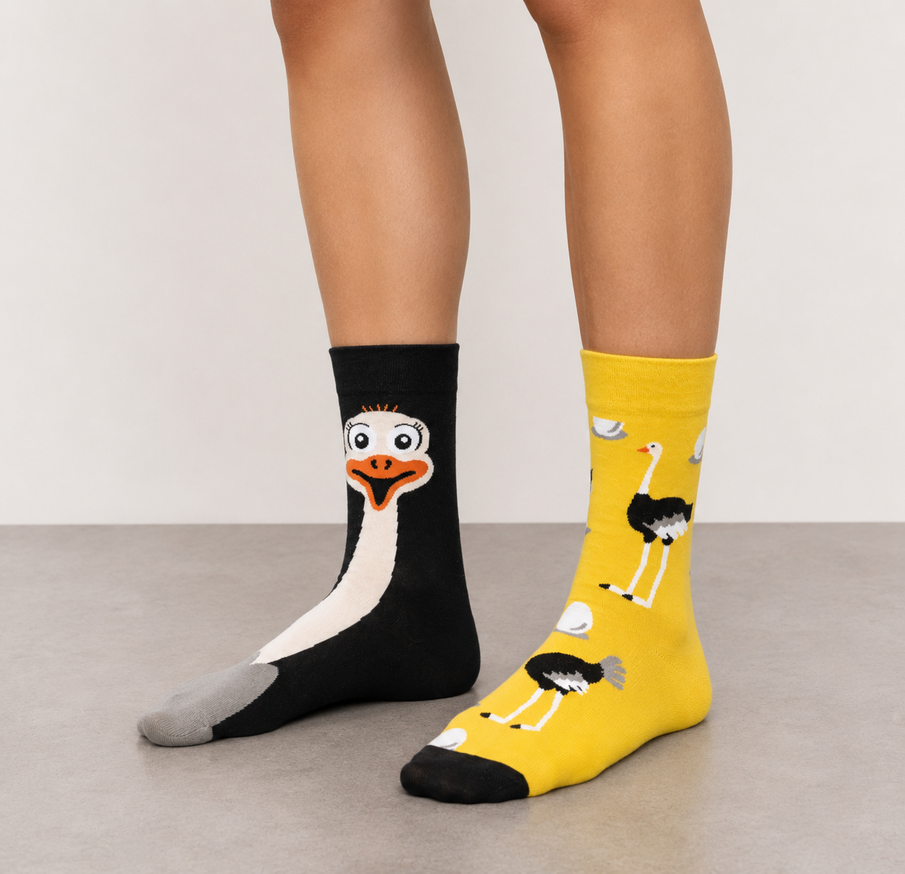 Paire de chaussettes autruches dépareillées 