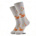 Chaussettes gris clair motif renards kawaii gris et blancs
