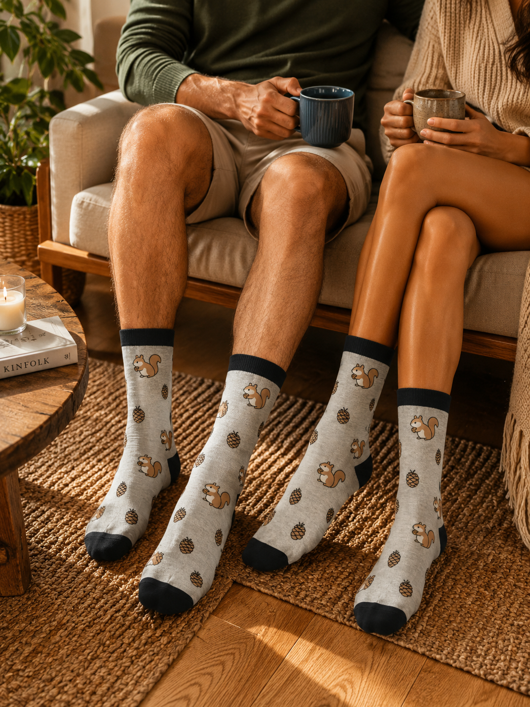 Chaussettes Écureuils et pommes de pin